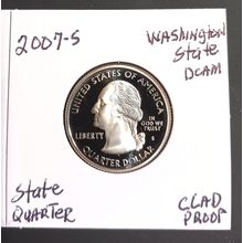1- 2007 S ( CLAD PROOF/ DCAM ) WASHINGTON STATE STATEHOOD QUARTER.