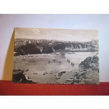 TOWN or TOWAN BEACH, NEWQUAY, CORNWALL. used antique postcard 1908 pm =