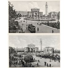 Istanbul Bus Tram Depot at University Turkey 2x Old RPC Postcard s