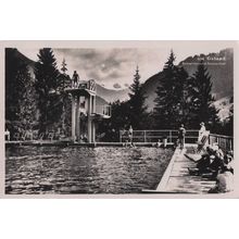 Diver at Gstaad Saanen BE Schwimm Sonnenbad Switzerland Old RPC Postcard