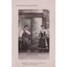 French Wedding Lovers Les Noces De Jeanette Secret Code Old Postcard