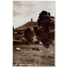 REAL PHOTOGRAPHIC POSTCARD OF GLASTONBURY TOR SOMERSET POSTED 1952 (4237)