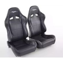 SCE Sportive Pair Universal Reclining Bucket Sports Seats Black Stitched Edition