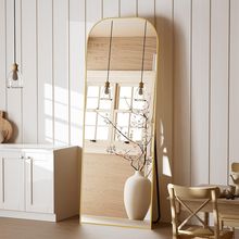Koonmi Full Length Mirror, 56"X21" Mirror Full Length with Stand, Gold Domed Top