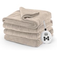 Sunbeam Royal Luxe Mushroom Heated Blanket - Full