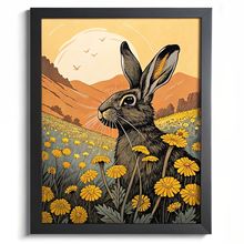 Hare Wall Art Print Vintage Artwork Hare In Flower Field Home Decor Lounge Art (