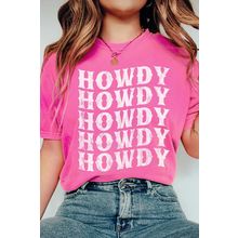 Sachet Pink HOWDY Graphic Western Crew Neck Tee