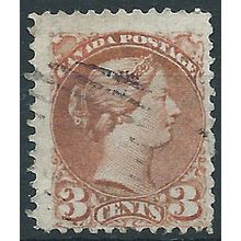 Canada 1870 SG79 3c Indian Red Fine Used....