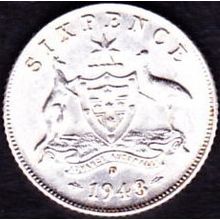 1943 D Australia 1 Sixpence coin