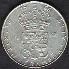 1966 Sweden 1 Krona Silver Coin