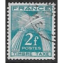 Po Mi 85 (ʘ): 2 Fr. green-blue Postage Due Stamp: Wheatsheaves