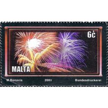 MALTA, Exploding fireworks, black 2000, 6c