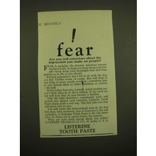 1924 Listerine Tooth Paste Ad - Fear are you self-conscious