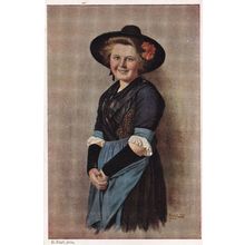 Junges Blut Standportrait Einer Jungen Frau German Postcard