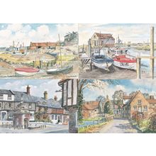 Walsingham High Street Blakeney Brancaster Quay 4x Norfolk Painting Postcard s