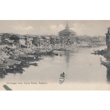 Shrinager From Zeina Kadal Kashmir Rowing Boat Indian Postcard