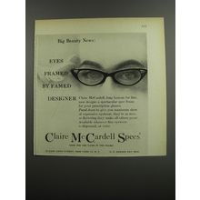 1953 Claire McCardell Specs Ad - Eyes framed by famed designer
