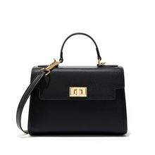 Genuine Leather Women Top Handle Straw Crossbody Bags Black
