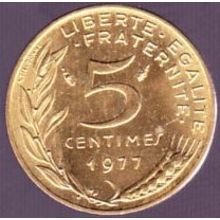 1977 France 5 Centimes Coin