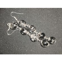 8 large black & clear long swing glass earrings