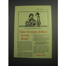 1948 Horlicks Drink Ad - Can we earn dollars in our sleep?
