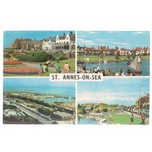 multiview ST. ANNES-ON-SEA, LANCASHIRE... used vintage postcard 1974 postmark =