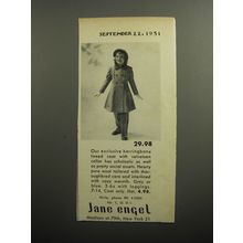 1951 Jane Engel Herringbone Tweed Coat Advertisement
