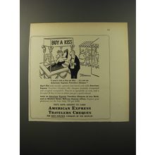 1953 American Express Travelers Cheques Ad - Tom Henderson Cartoon - Won't Risk