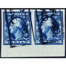 347, Used 5¢ Superb Imperforate Pair - Stuart Katz
