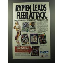 1992 Fleer Football Cards Advertisement - Rypien leads Fleer Attack