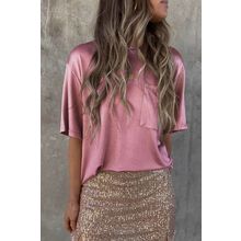Pink Chest Pocket Loose Fit Short Sleeve T Shirt