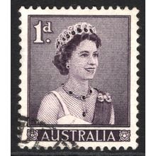 AUSTRALIA 1959/62: QUEEN ELIZABETH II DEFINITIVES - 1d SLATE-PURPLE USED (G1)