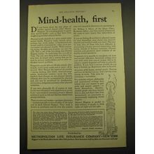1924 Metropolitan Life Insurance Ad - Mind-health, first