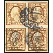 346, Used 4¢ VF/XF Block of Four CV $130.00 - Stuart Katz
