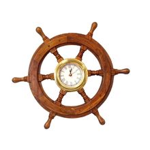 Deluxe Class Wood And Brass Ship Wheel Clock 18""