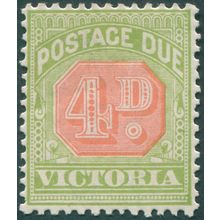 Victoria 1908 4d dull scarlet & pea-green Postage Due SGD37 unused