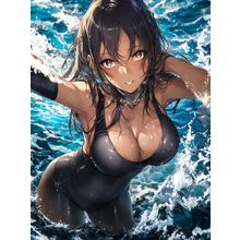 Ocean-Soaked Latex Bodysuit Anime E Girl Poster Canvas Movie Film Print A0 A1 A2