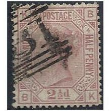 1876 SG141 2 1/2d Rosy-Mauve Plate 4 Good/Fine Used Check Letters "BK".