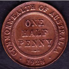 1928 Australia 1 Half Penny Coin