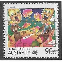 AUS 1988 90c 'LIVING TOGETHER - BANKING' FINE USED (EBID67-223)