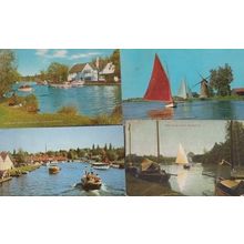 The River Bure Norfolk Broads 4x Vintage Postcard s