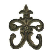 Cast Iron Fleur De Lis Double Hooks Set of 6