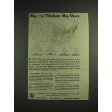 1914 AT&T Telephone Ad - What The Telephone Map Shows