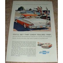 1958 Chevy Biscayne 4-dr Sedan & Corvette Ad!