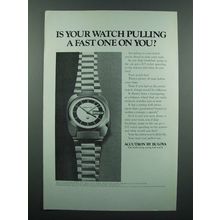 1972 Bulova Date and Day AG Watch Ad - A Fast One