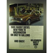 1980 Volkswagen Rabbit Diesel Ad, New York Washington