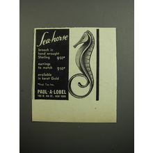 1952 Paul A. Lobel Sea-horse Brooch Advertisement