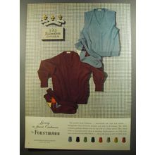 1952 Forstmann Pullover Sweaters Ad - Luxury in finest Cashmere by Forstmann