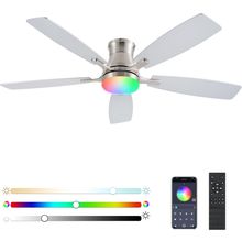 Ceiling Fans with Lights, 54Inch RGB Low Profile Ceiling Fan with Light and Remo