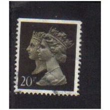 1990 GB QUEENS 20P BROWNISH BLACK-CREAM F/U SG 1469M